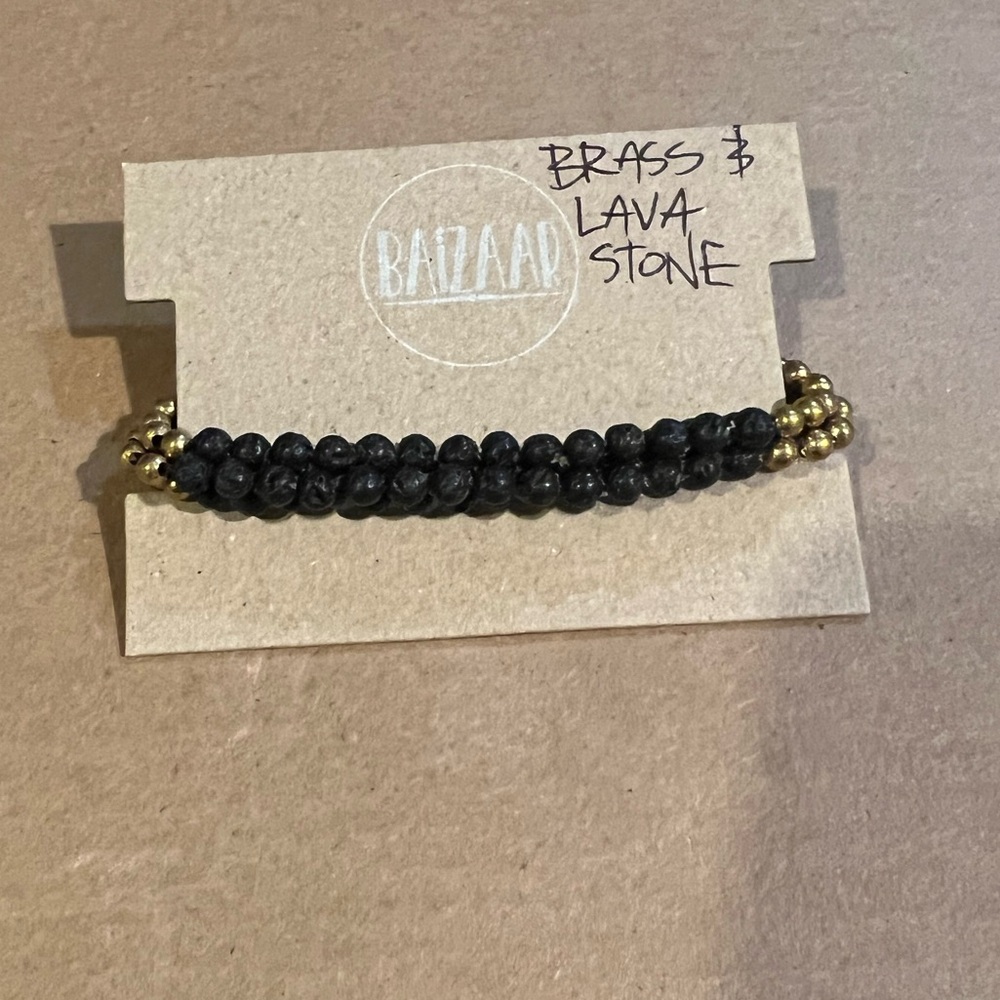 Brass and Lava Stone Bracelet